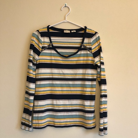 Anthro. | Evan Top in Yellow Green Stripe - Picture 1 of 7